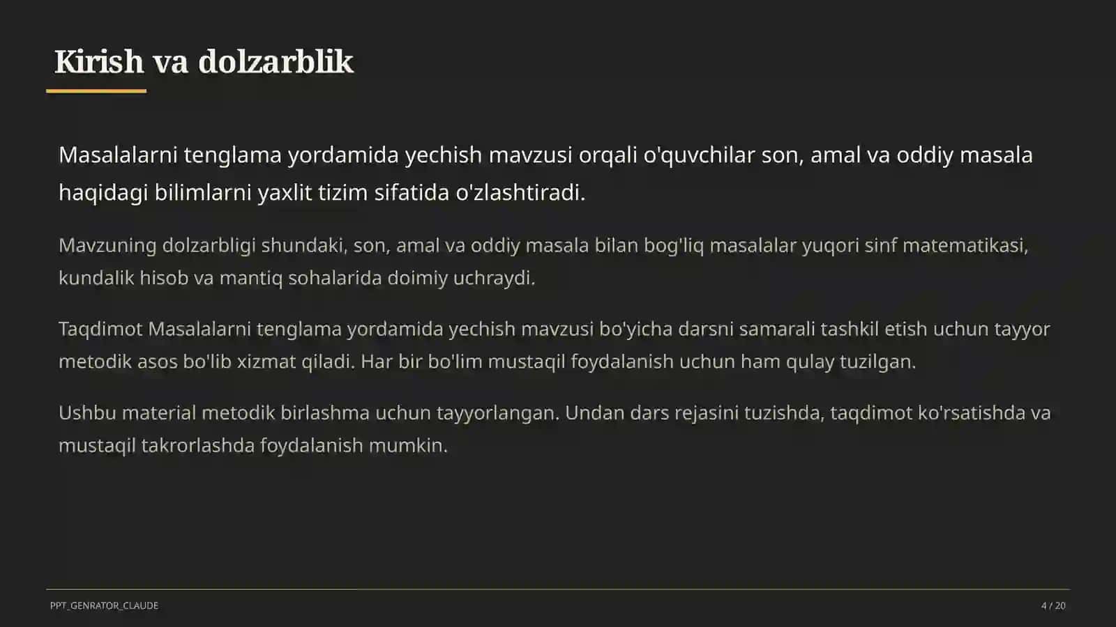 Masalalarni tenglama yordamida yechish (3-sinf) 4