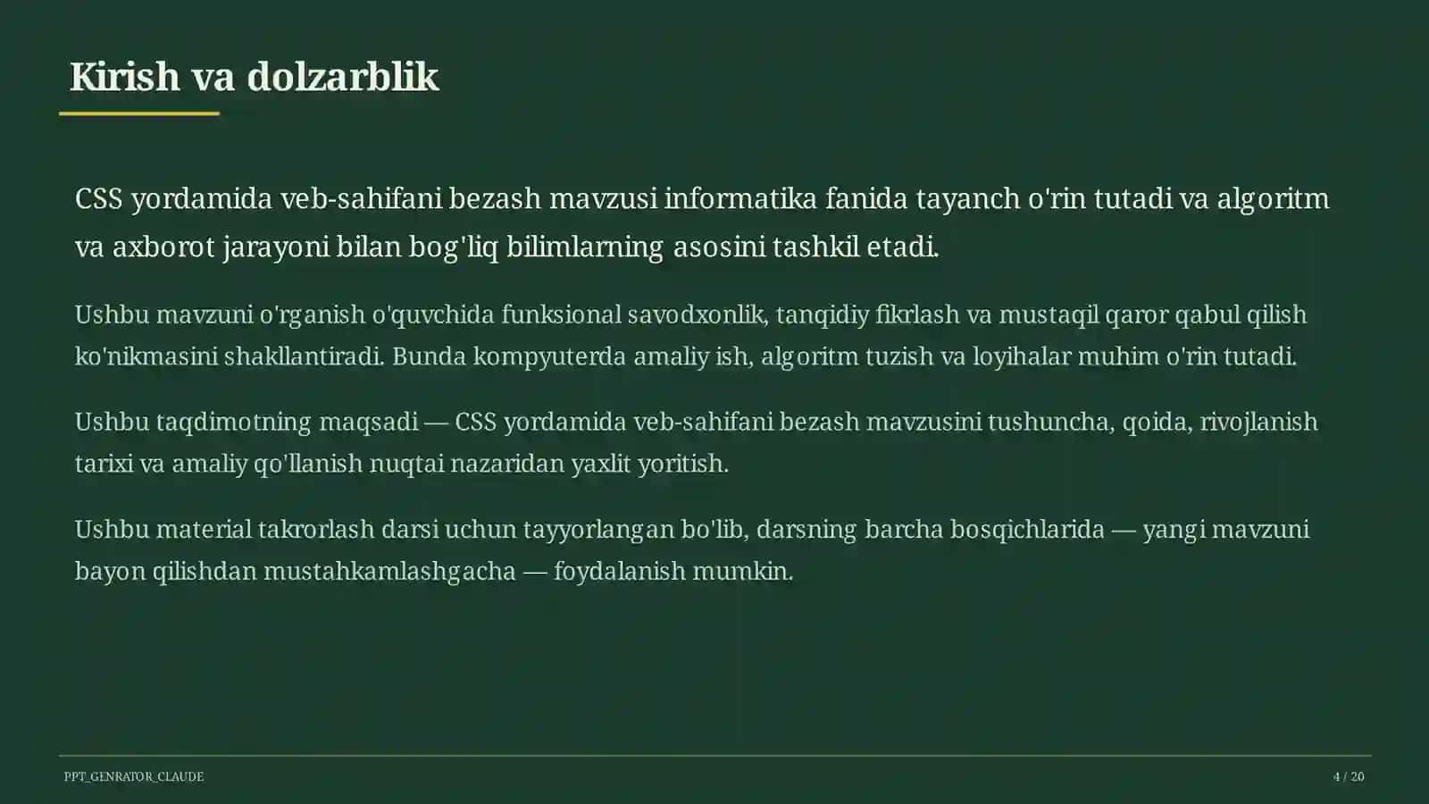 Informatika va axborot texnologiyalari (5–11) — takrorlash darsi uchun 4
