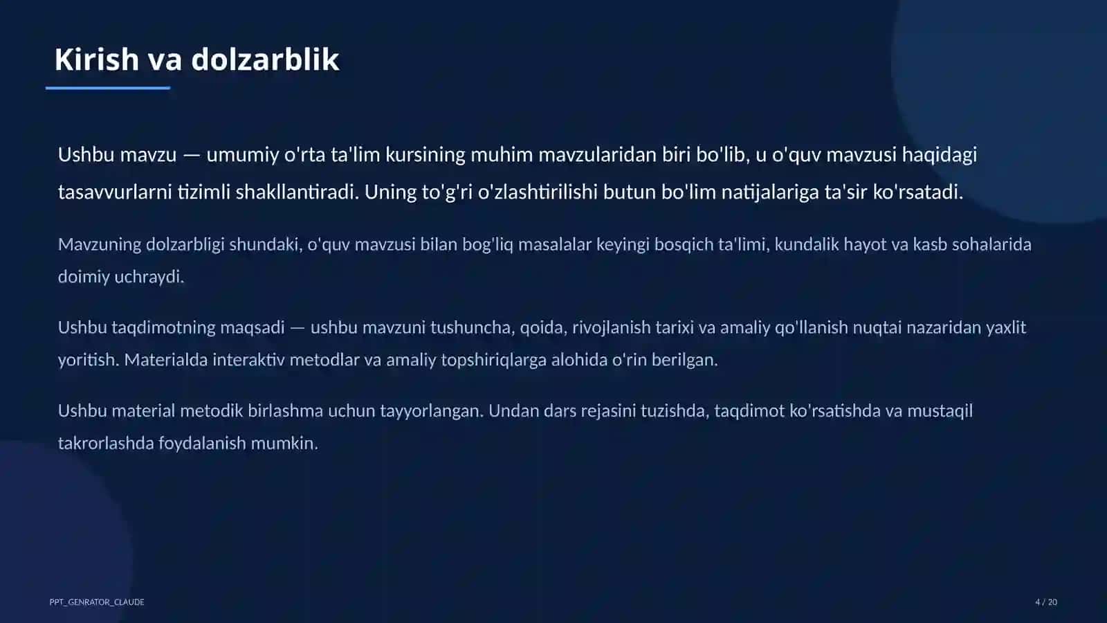 Dolzarb mavzular — maktab va o'qituvchilar 4