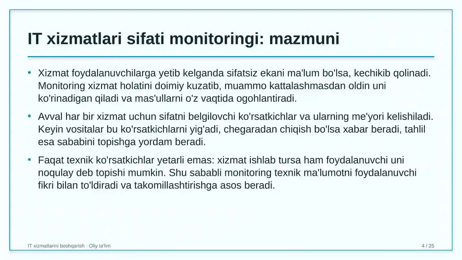elektron hukumat tizimida axborot texnologiyalari xizmatlari sifatini monitoring qilish 6926 4