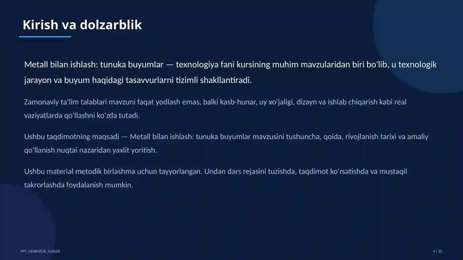Metall bilan ishlash: tunuka buyumlar (6-sinf) 4