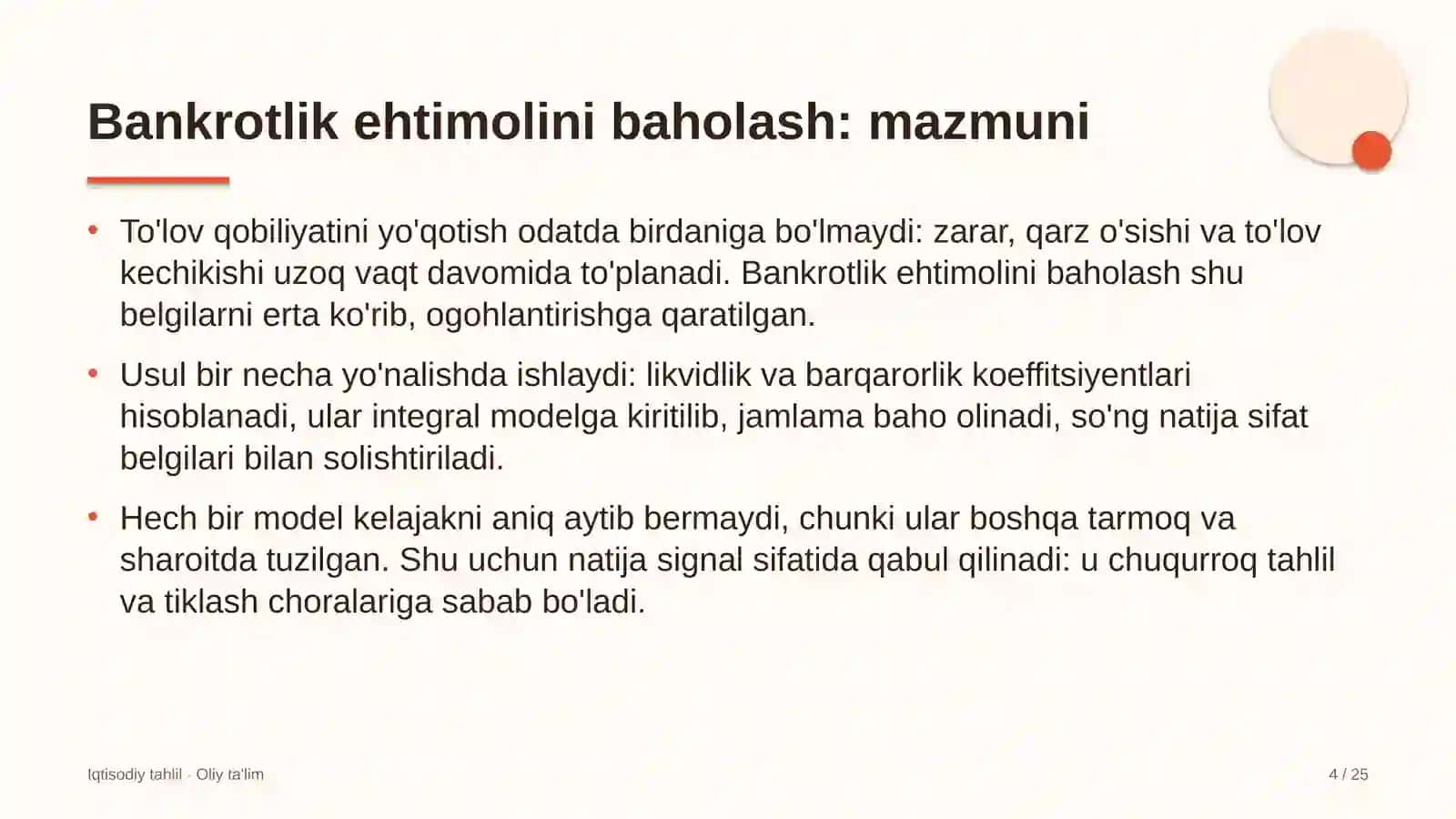 Ixtisoslashtirilgan maktablarda bankrotlik ehtimolini baholash 4
