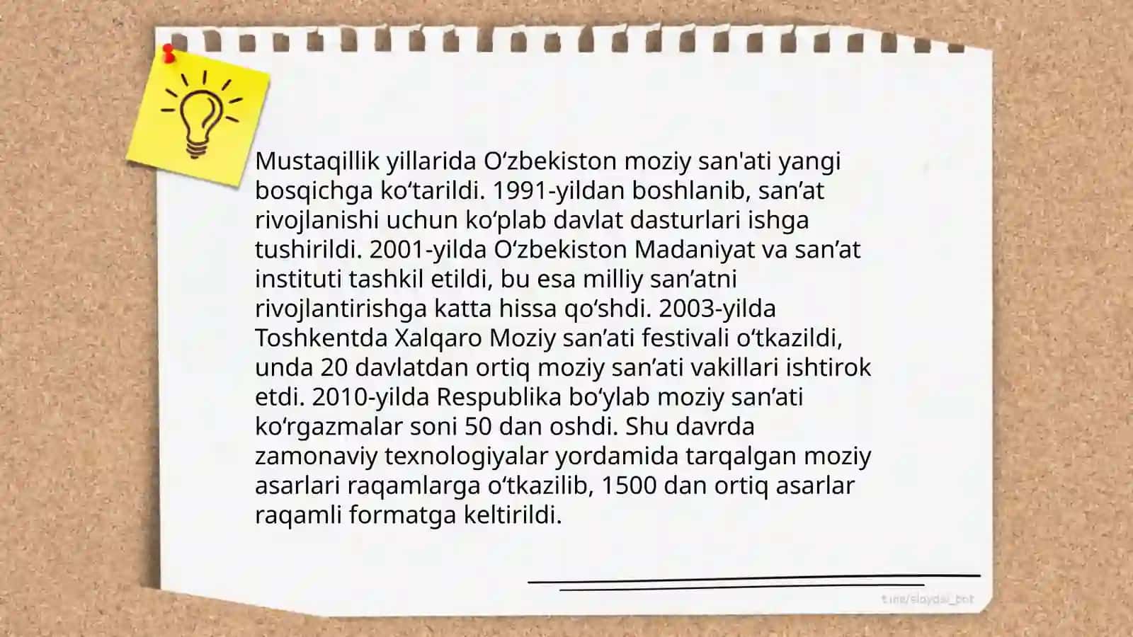 Mustaqillik yillaridagi òzbekistondagi ma'daniy va ma'naviy taraqqiyot 4
