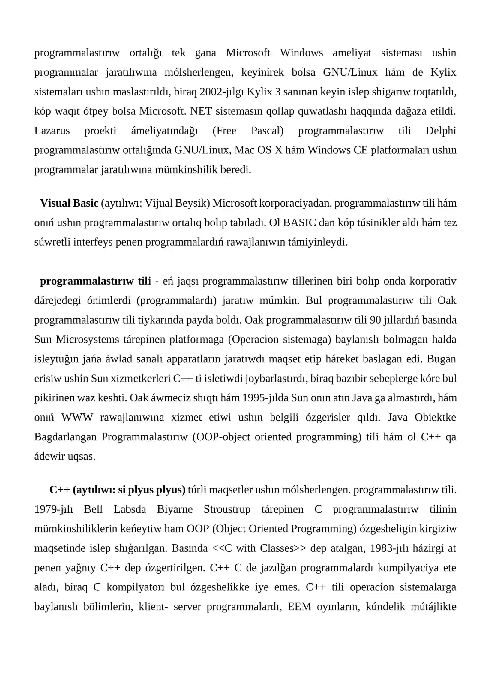 Programmalastırıw tilleri hám olardıń múmkinshilikleri (C++ tili). C++ tilinde sızıqlı jaravonlarni programmalastırıw 4