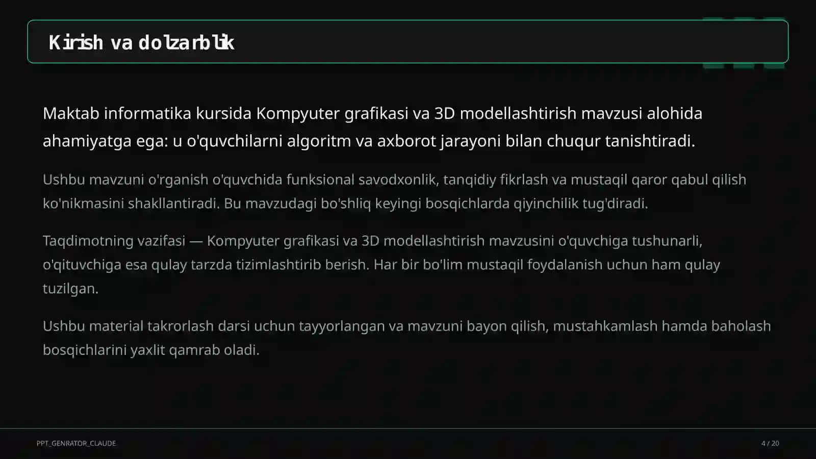Kompyuter grafikasi va 3D modellashtirish (10-sinf) 4