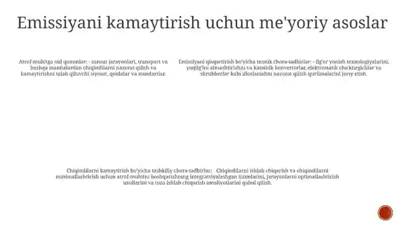 Atmosfera Havosiga Tushayotgan Chiqindilarni Kamaytirish Uchun QoʻLlaniladigan Texnik Va Tashkiliy Chora Tadbirlar 4