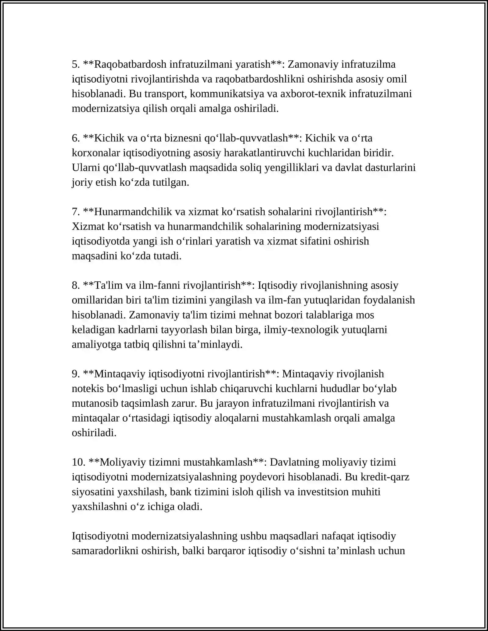 IQTISODIYOTNI MODERNIZATSIYALASH SHAROITIDA ISHLAB CHIQARISHDA TEXNOLOGIK XIZMATLARNI TASHKIL ETISHNI TAKOMILLASHTIRISH 4
