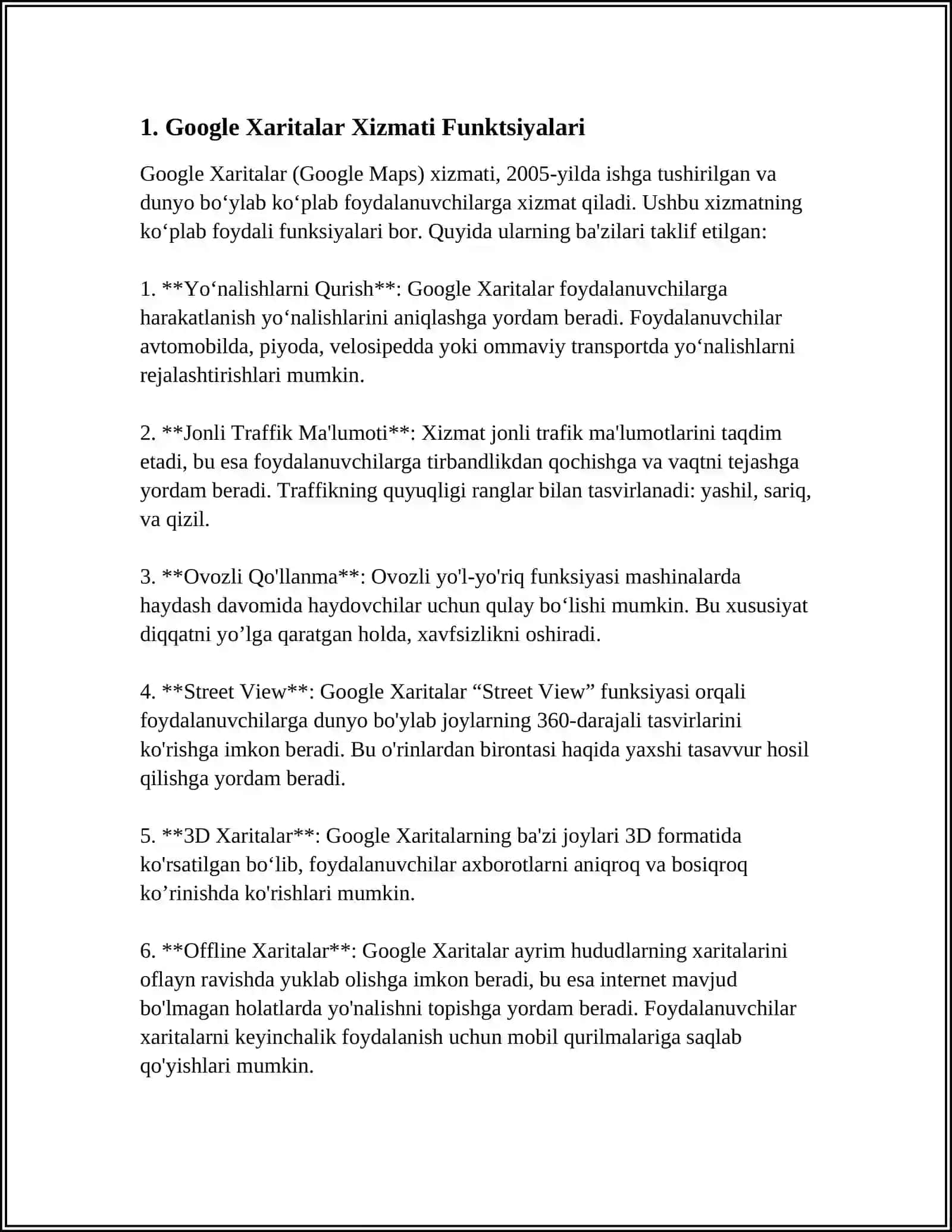 GOOGLE MAPS XIZMATI. JOYLASHGAN O‘RIN BO‘YICHA MAP YO‘NALISHLARINI ANIQLASH. MAPGA MARKER QO‘SHISH 4