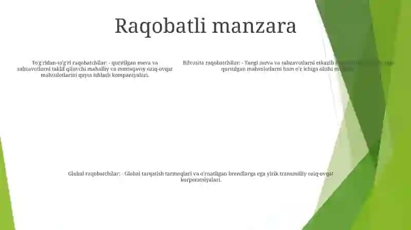 Meva Va Sabzavotlarni Qurutish Biznes Reja 4