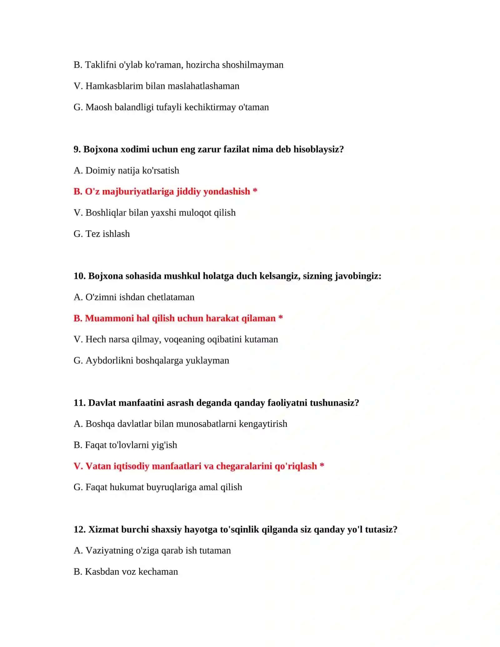 Bojxona huquqi testlari 4