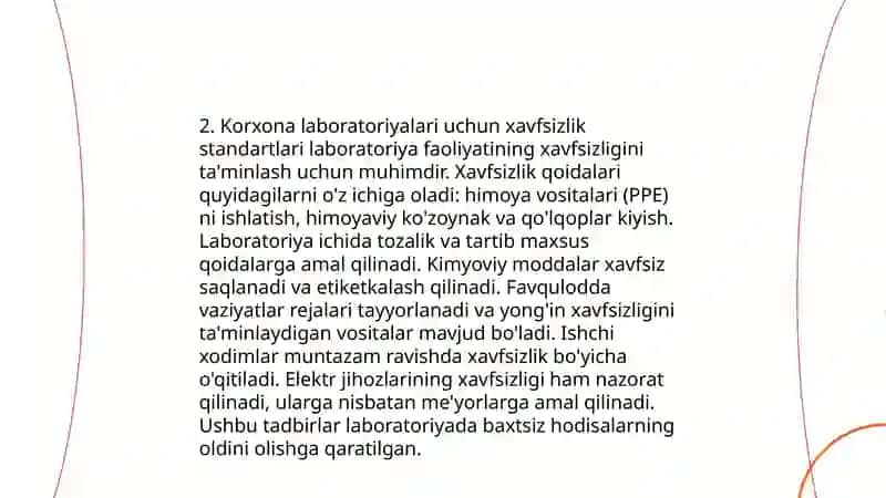 Korxona labaratoriyasi texnik materiallariga qôyilgan talablar 4