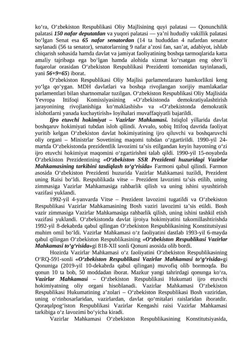 O‘zbekistonda demokratik, fuqarolik jamiyati asoslarining shakllanishi, amalga oshirilgan siyosiy islohotlar. 4