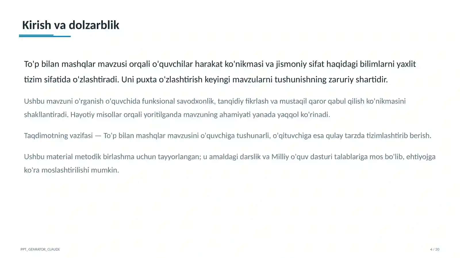 To'p bilan mashqlar (2-sinf) 4