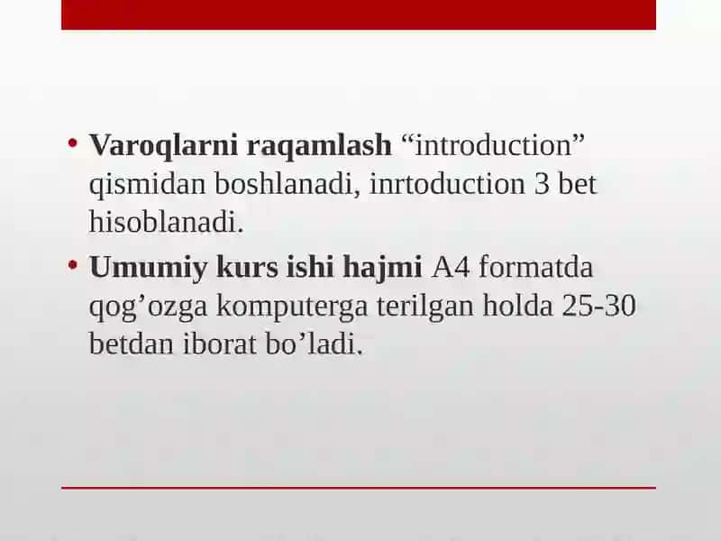 KURS ISHI YO’RIQNOMASI 4