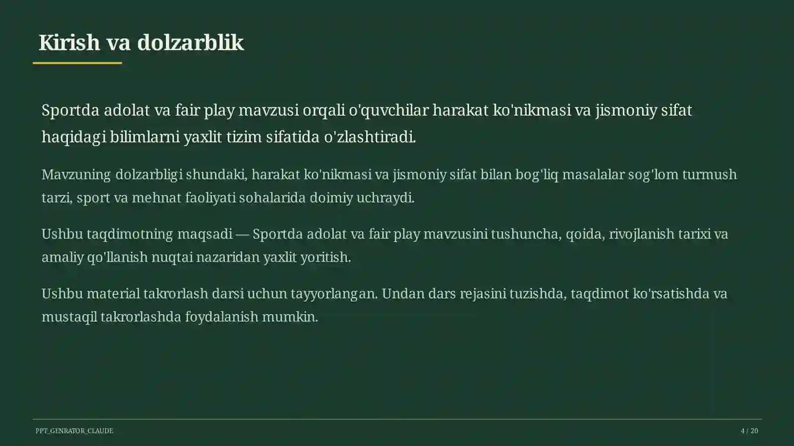 Sportda adolat va fair play (10-sinf) 4