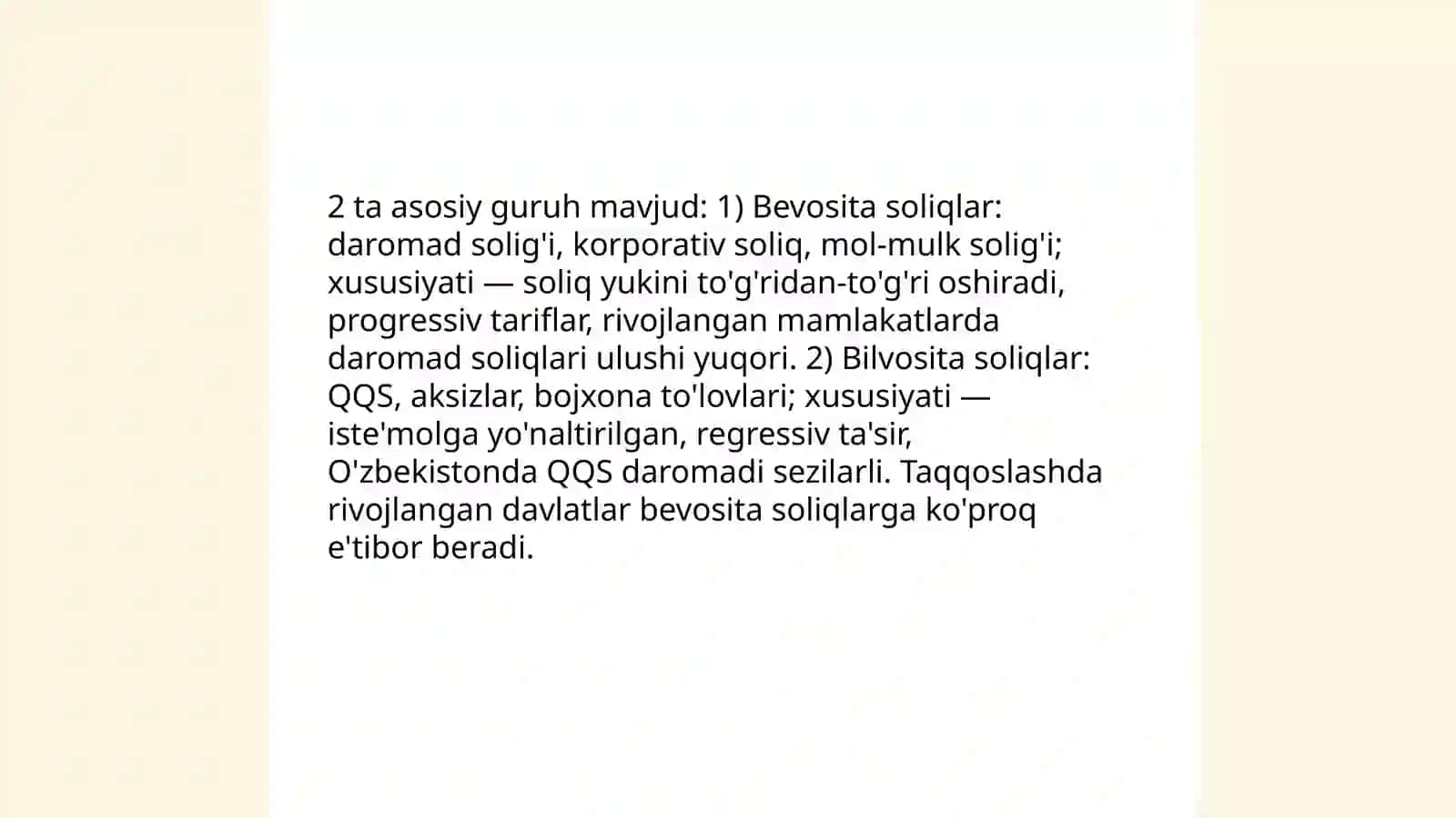 O'zbekiston Respublikasi soliq tizimining taraqqiy etgan davlatlar soliq tizimi bilan solishtirma tahlili 4
