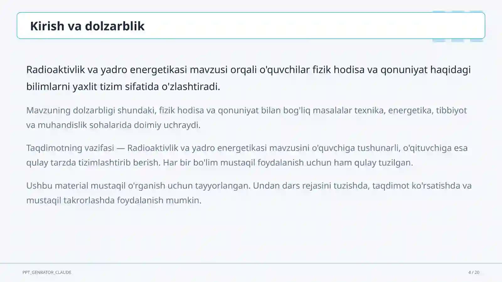 Radioaktivlik va yadro energetikasi (11-sinf) 4