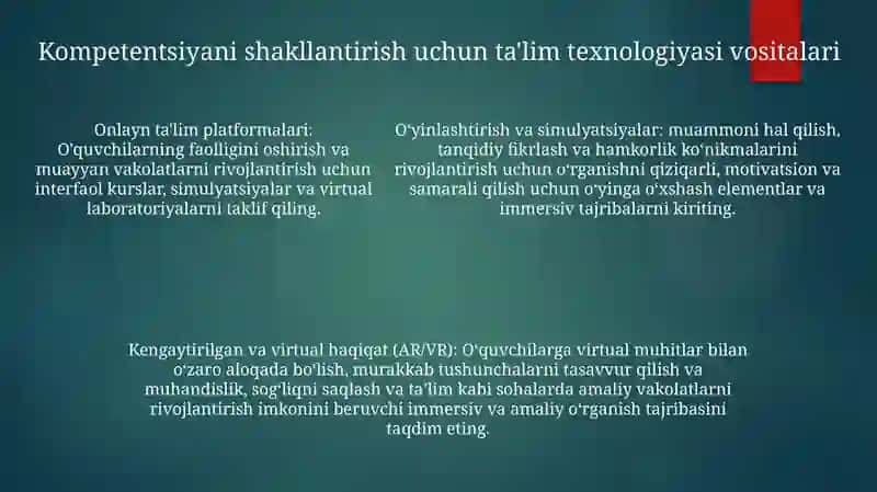 Pedagogik Kompetetlikni Shakillantirishda TaʼLim Texnalogiya TadbigʻI 4