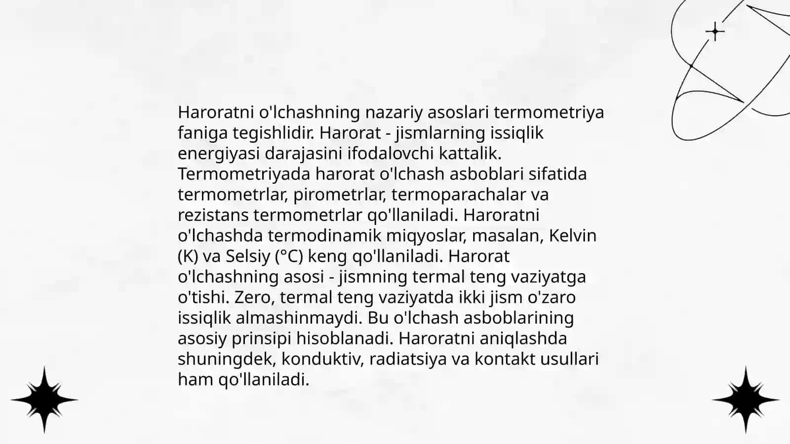 Harorat, haroratni o'lchash asboblari va usullari. Haroratni rostlash tizimi. Jarayonni matematik modeli. Optimallashtirish vazifalari 4