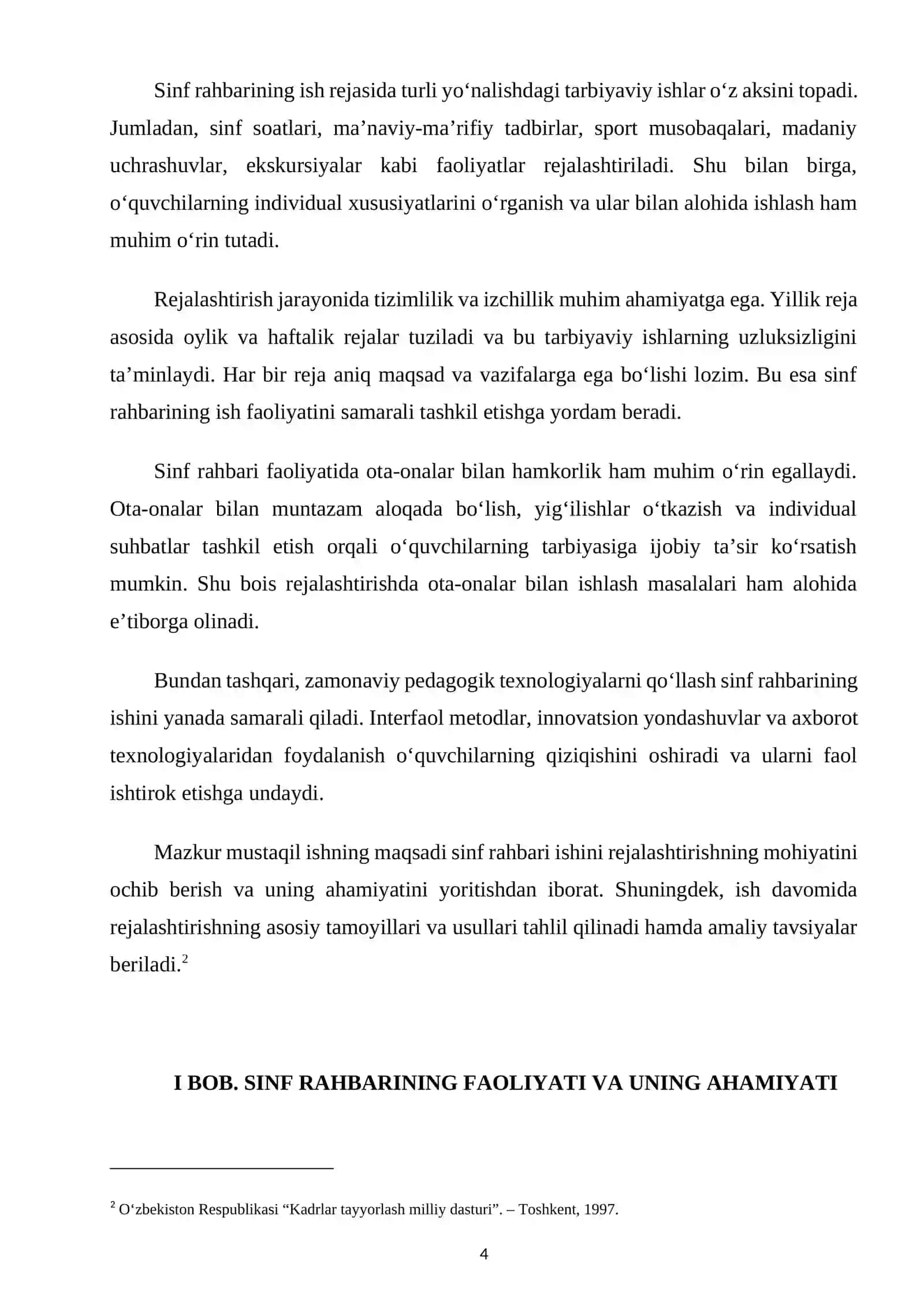 TARBIYA VA HUQUQ FANINI O’QITISH METODIKASI KURS ISHI 4
