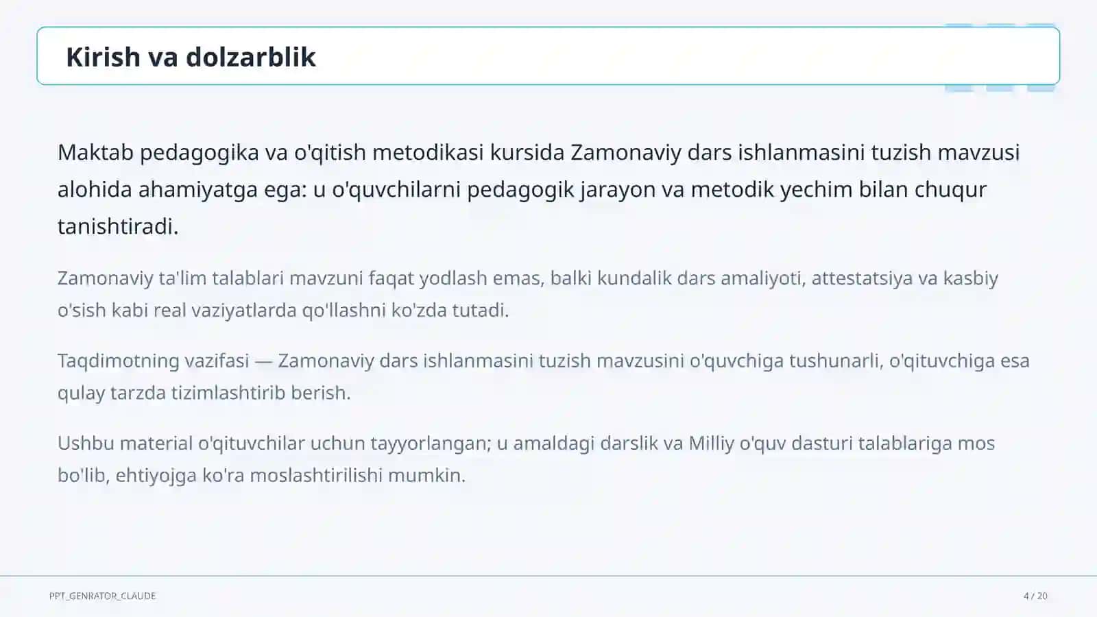 Zamonaviy dars ishlanmasini tuzish 4