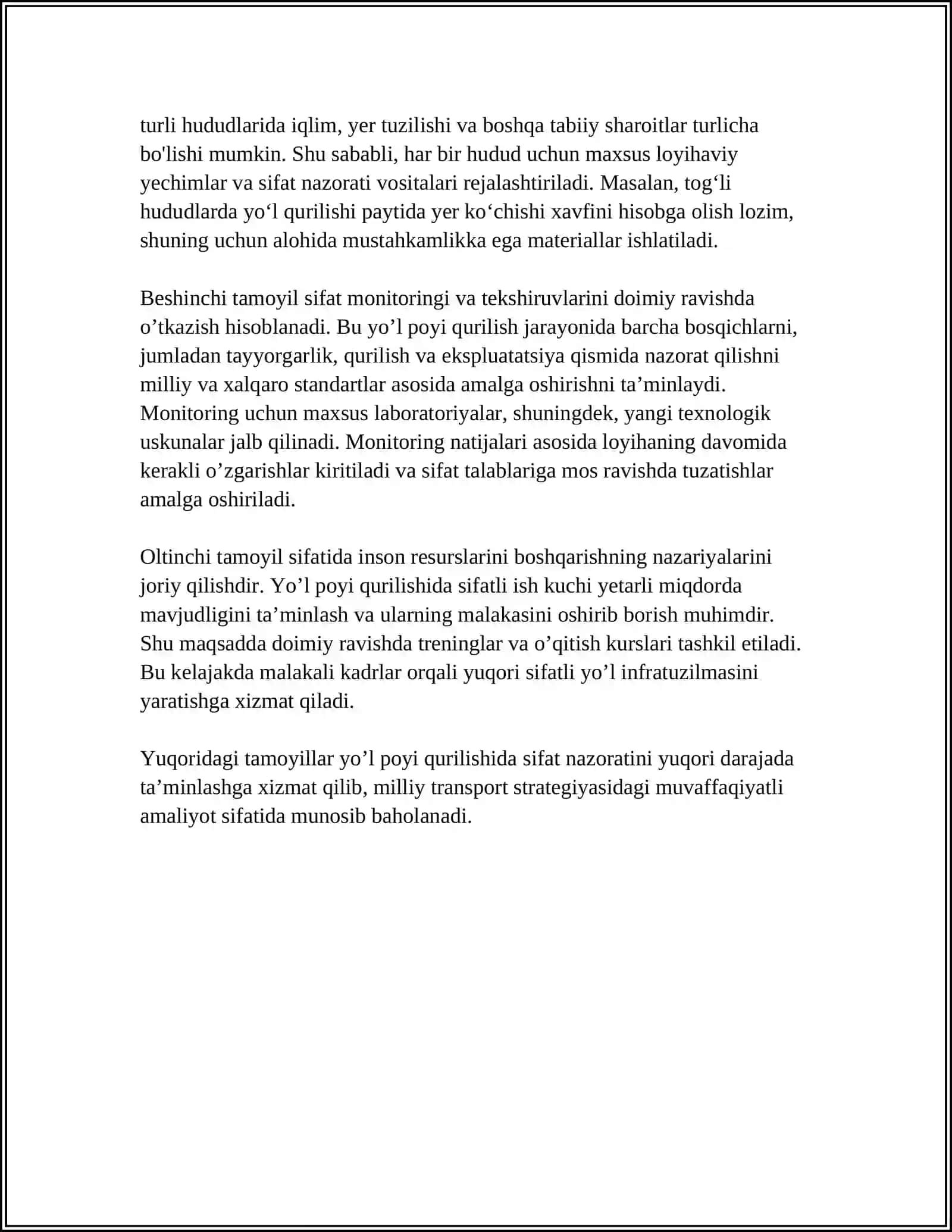 Yo’l poyi qurilishida sifat nazorati 4
