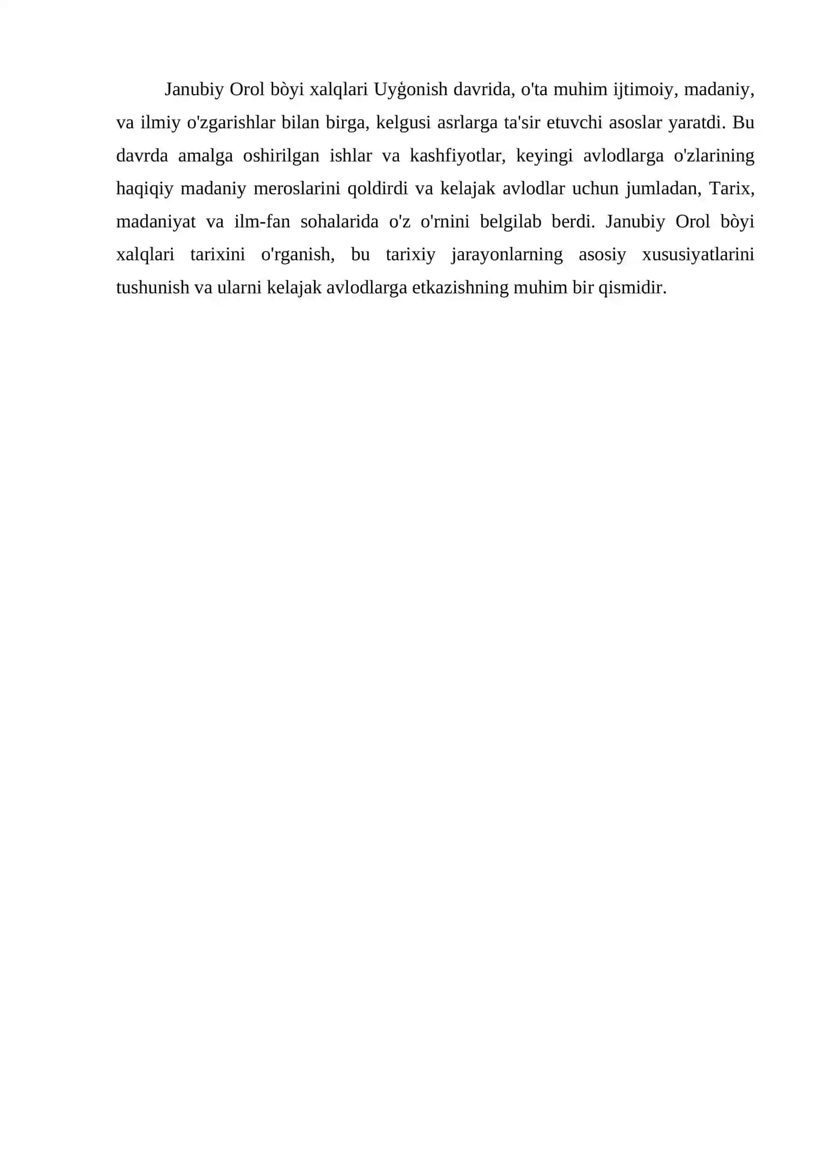 JANUBIY OROL BÒYI XALQLARI UYĢONISH DAVRIDA (LX-XLL ASRLAR ASRLAR) 4