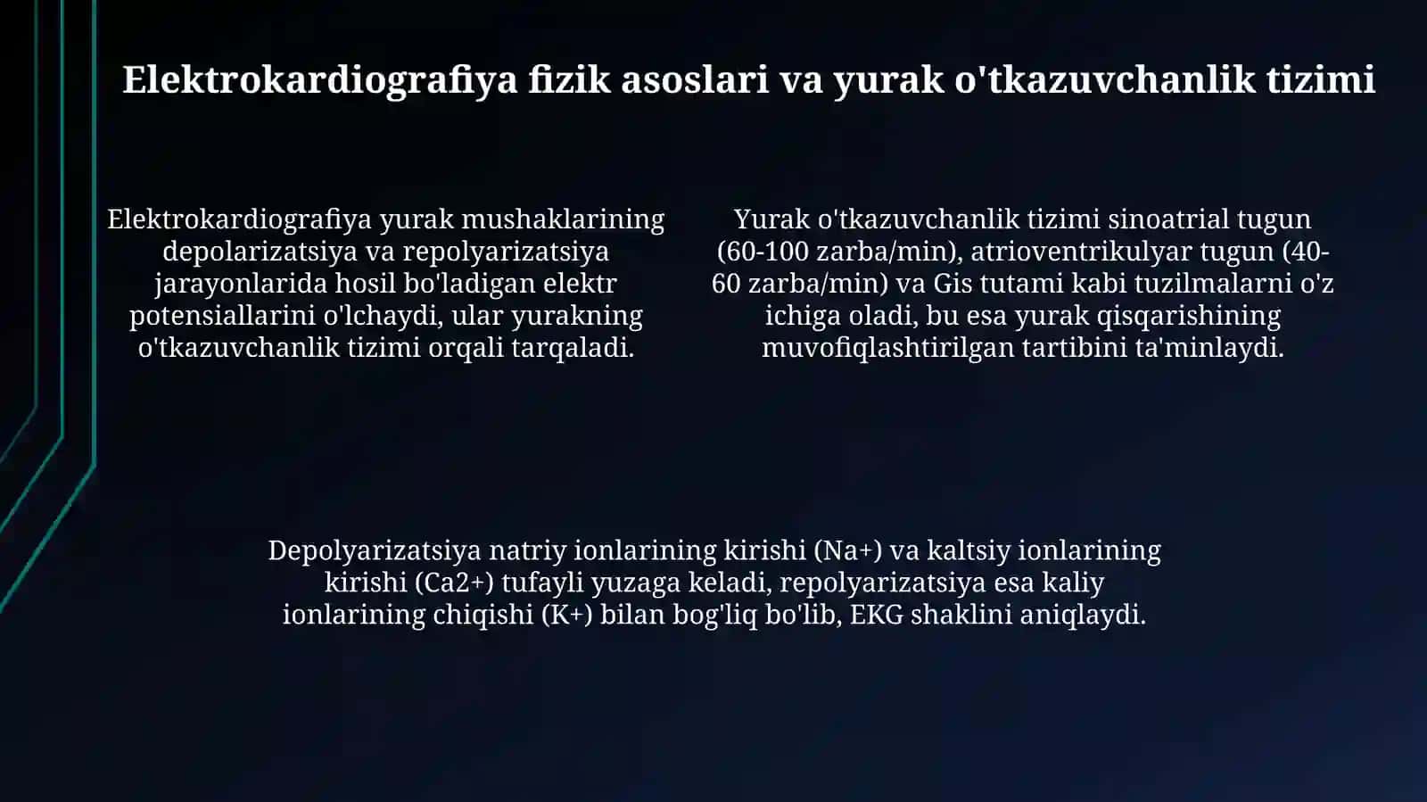 Biopotensiallarni qayd qilish usullari.Elektrokardiografiyaning fizik asoslarinio`rganish 4