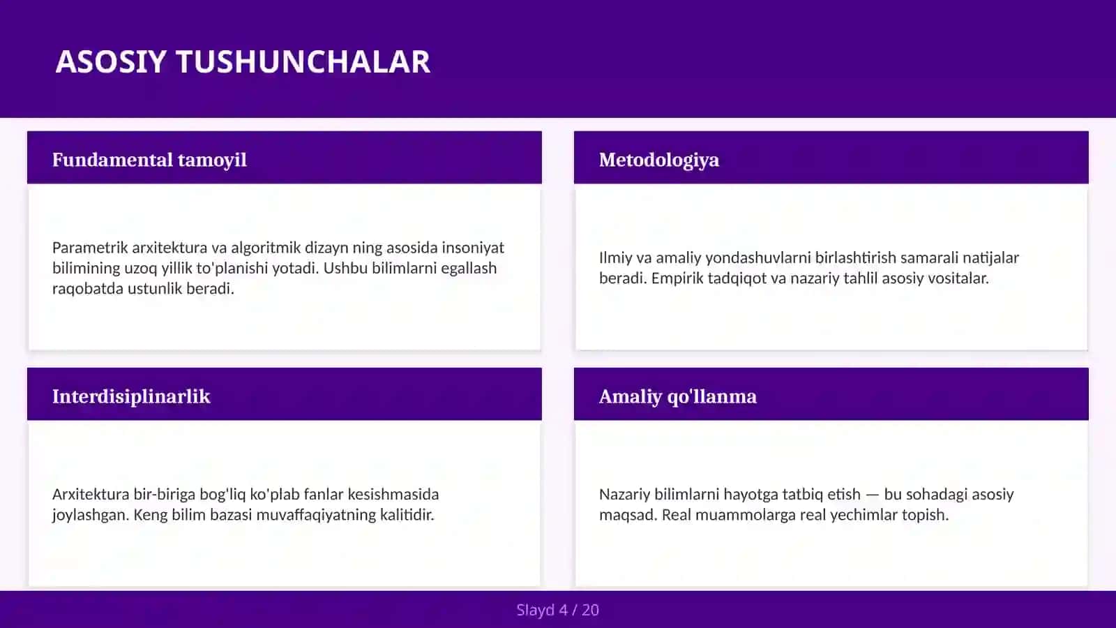 PARAMETRIK ARXITEKTURA VA ALGORITMIK DIZAYN 4