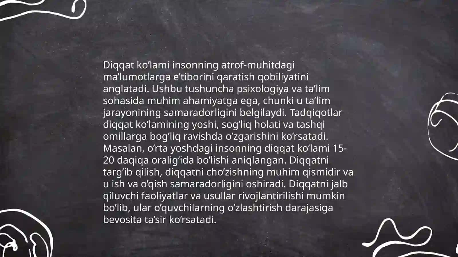 Diqqat ko’lami,Diqqat taqsimlanishi va uning o’rganilishi 4
