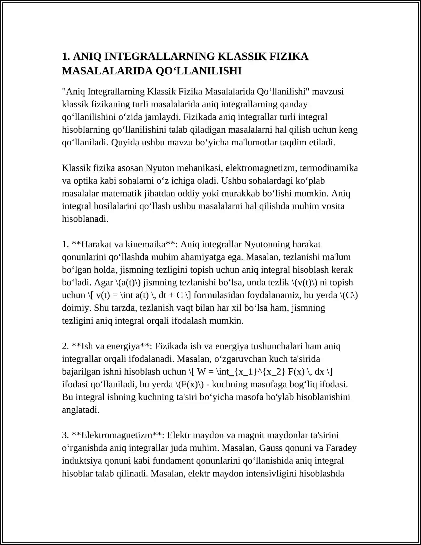 ANIQ INTEGRALNING FIZIKA MASALALARIGA TATBIQI 4