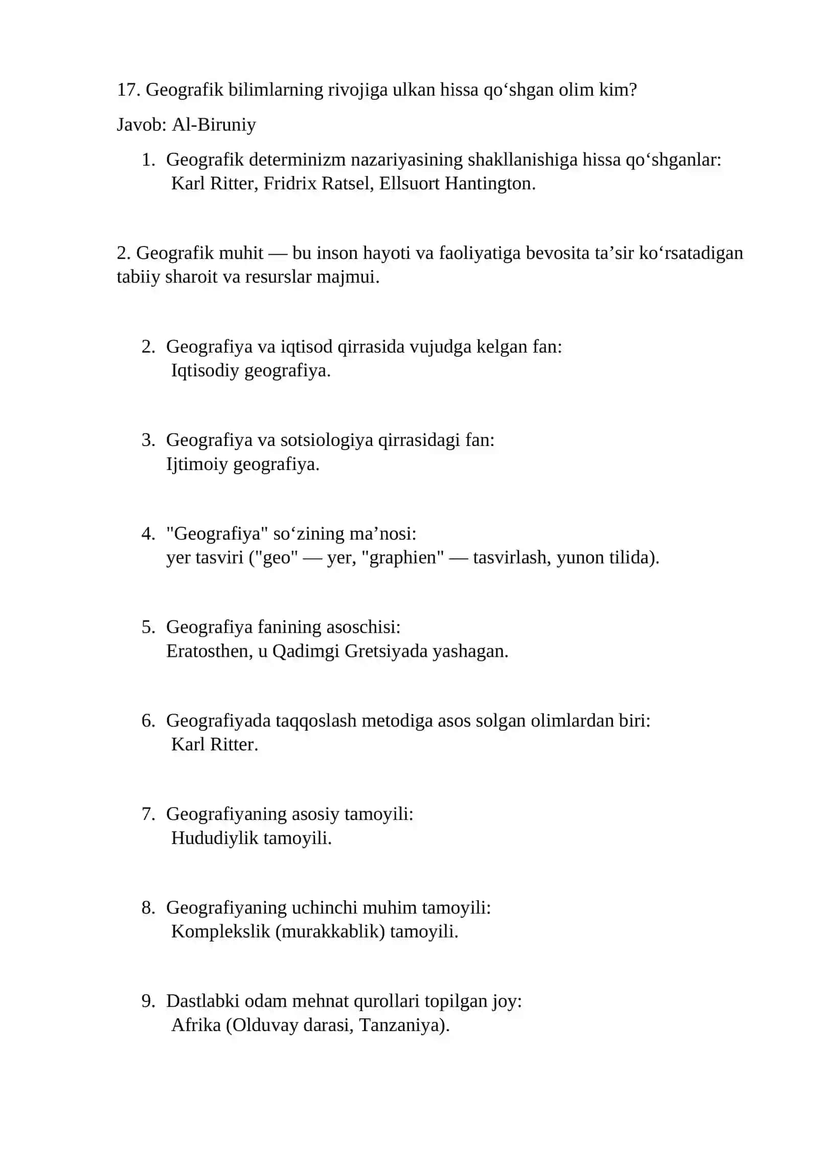 Ijtimoiy-iqtisodiy geografiya testlarga javoblar 4