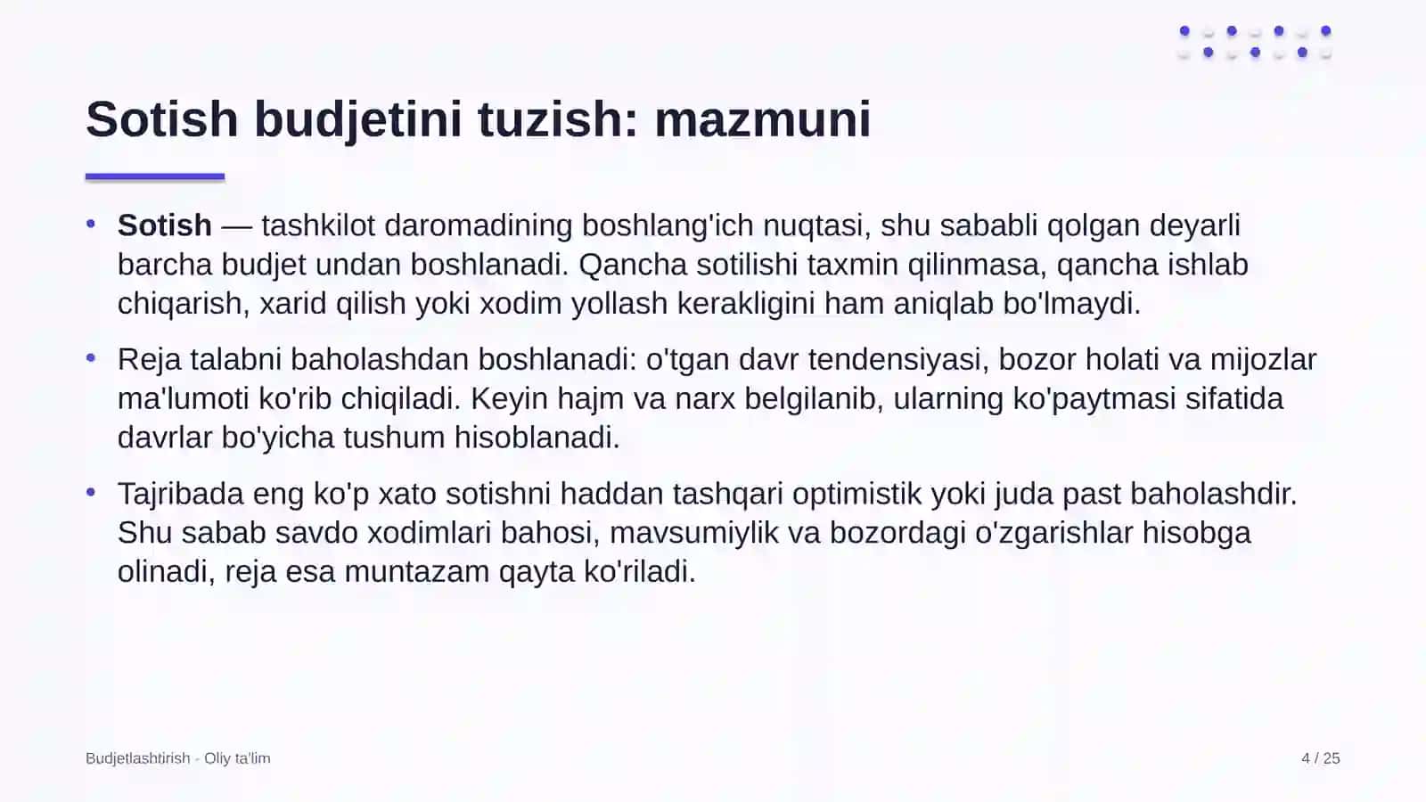 Uy-joy kommunal xo'jaligida sotish budjetini tuzish 4