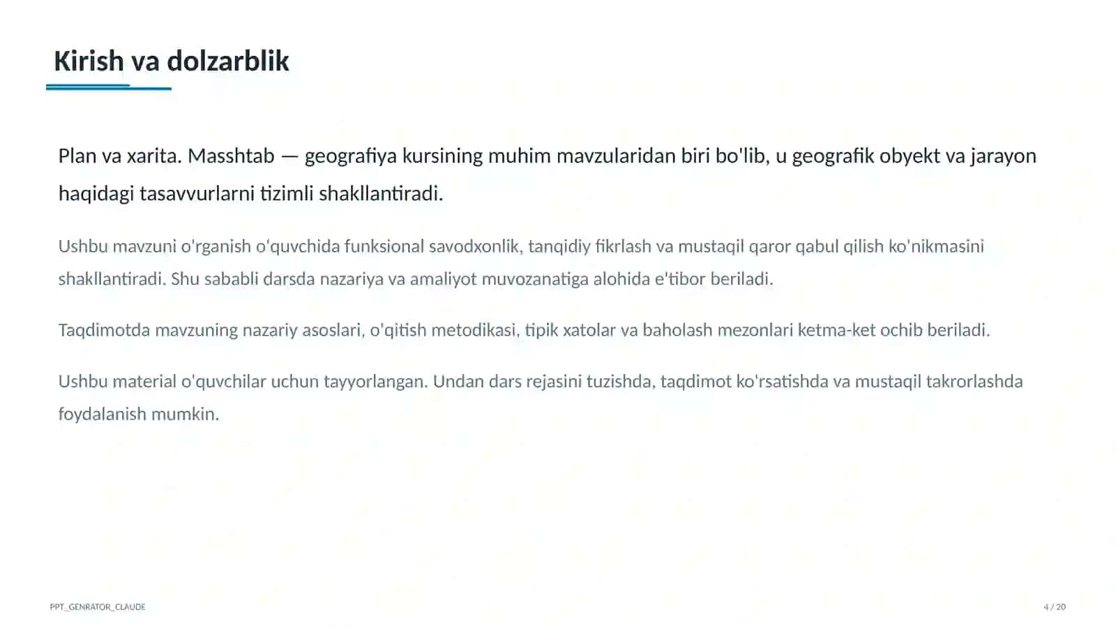Plan va xarita. Masshtab (5-sinf) 4