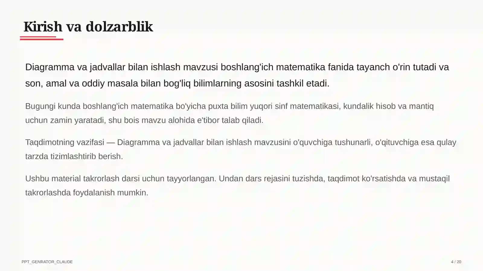 Diagramma va jadvallar bilan ishlash (4-sinf) 4