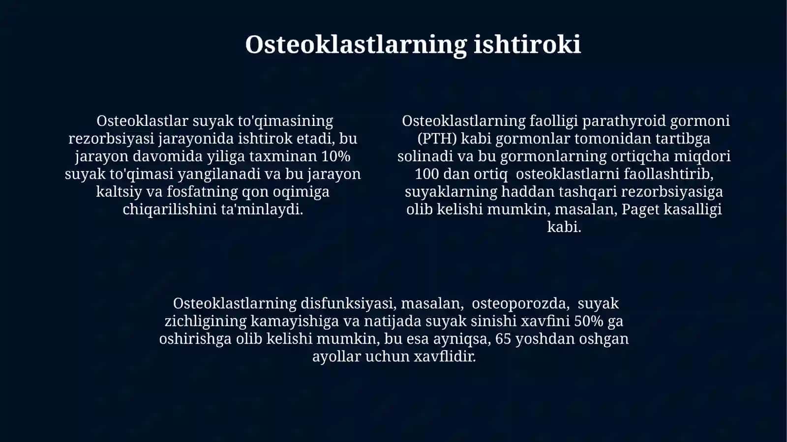 Suyak to‘qimalarining minerallashuvi,uning tartibga solinishi va buzilishlari 4