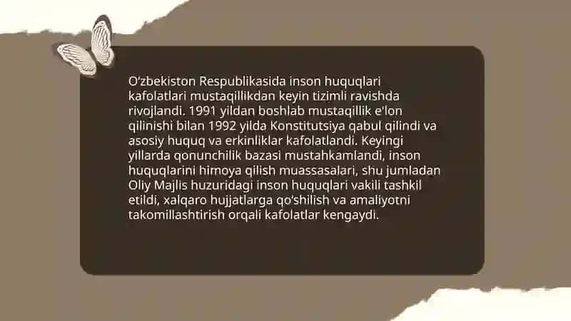 O‘zbekistonda inson huquqlari va erkinliklari kafolatining yaratilishi 4