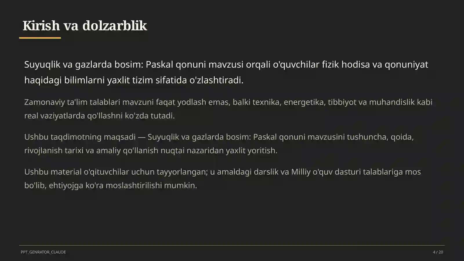 Suyuqlik va gazlarda bosim: Paskal qonuni (7-sinf) 4
