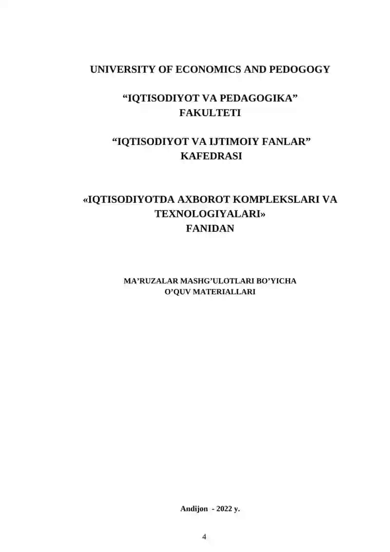 Iqtisodiyotda axborot komplekslari va texnologiyalari 4