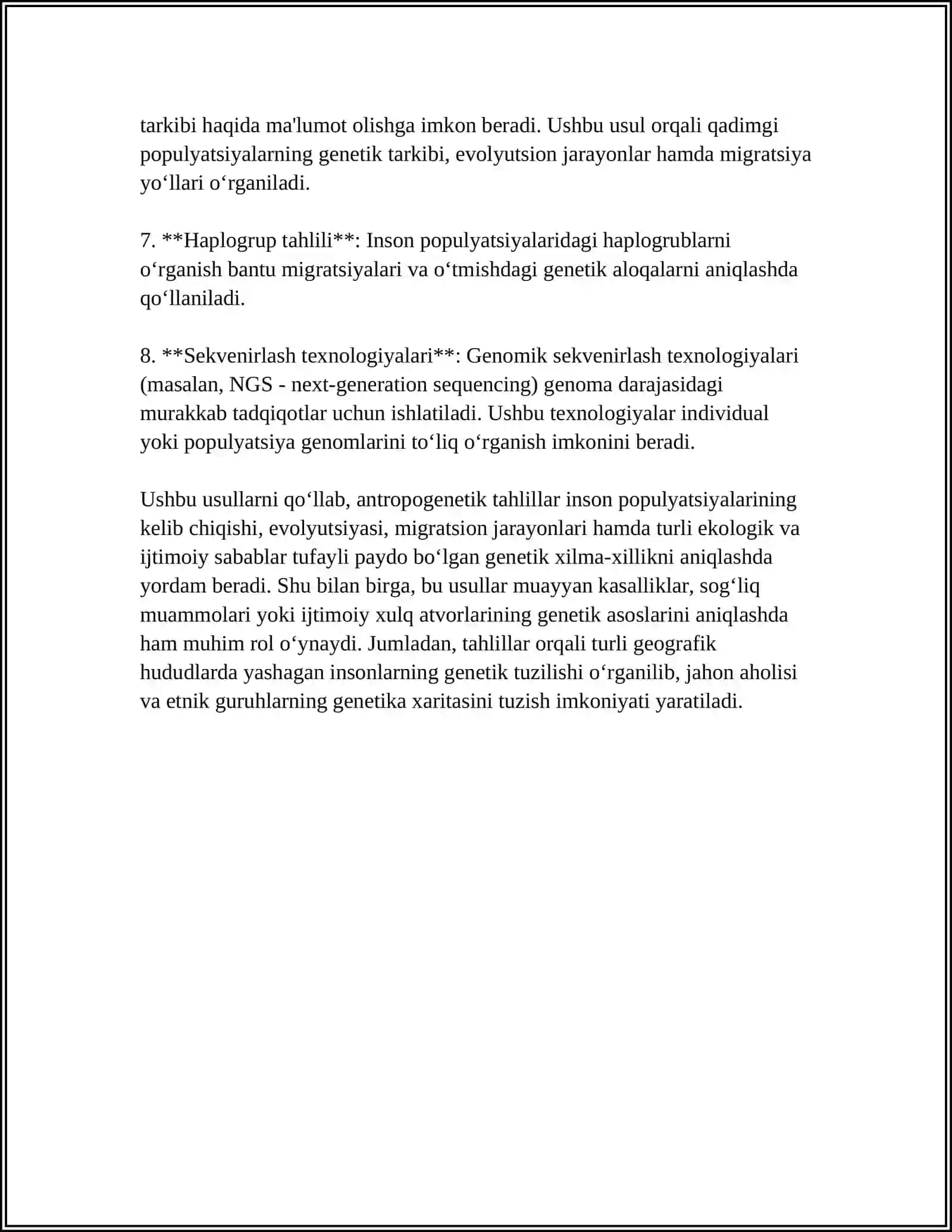 MUSTAQIL ISH Mavzu: ANTROPOGENETKA USULLARI BIOKIMYOVIY VA SITOGENETIK USULLARI 4