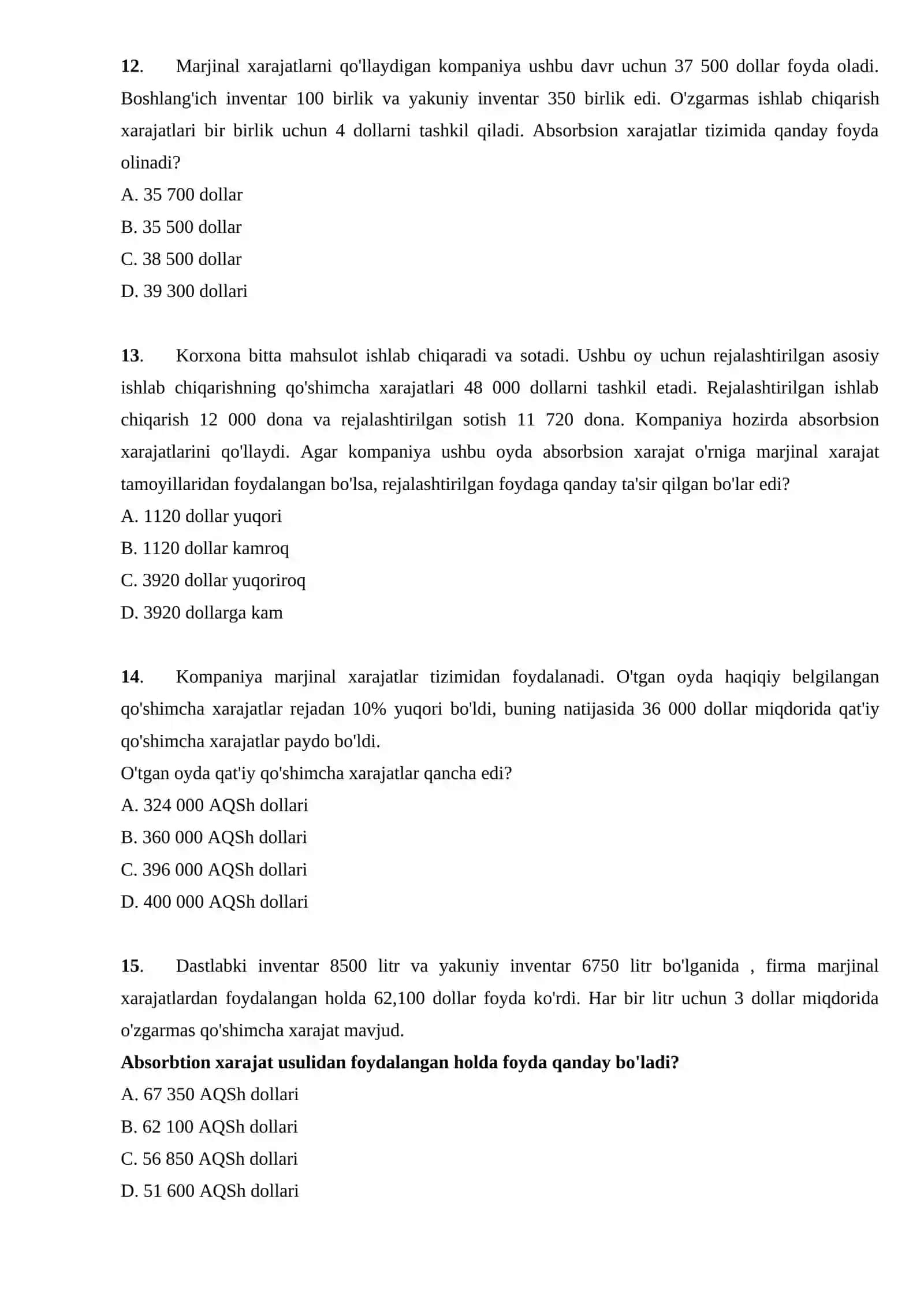 ABSORBSION VA MARJINAL XARAJATLAR 4