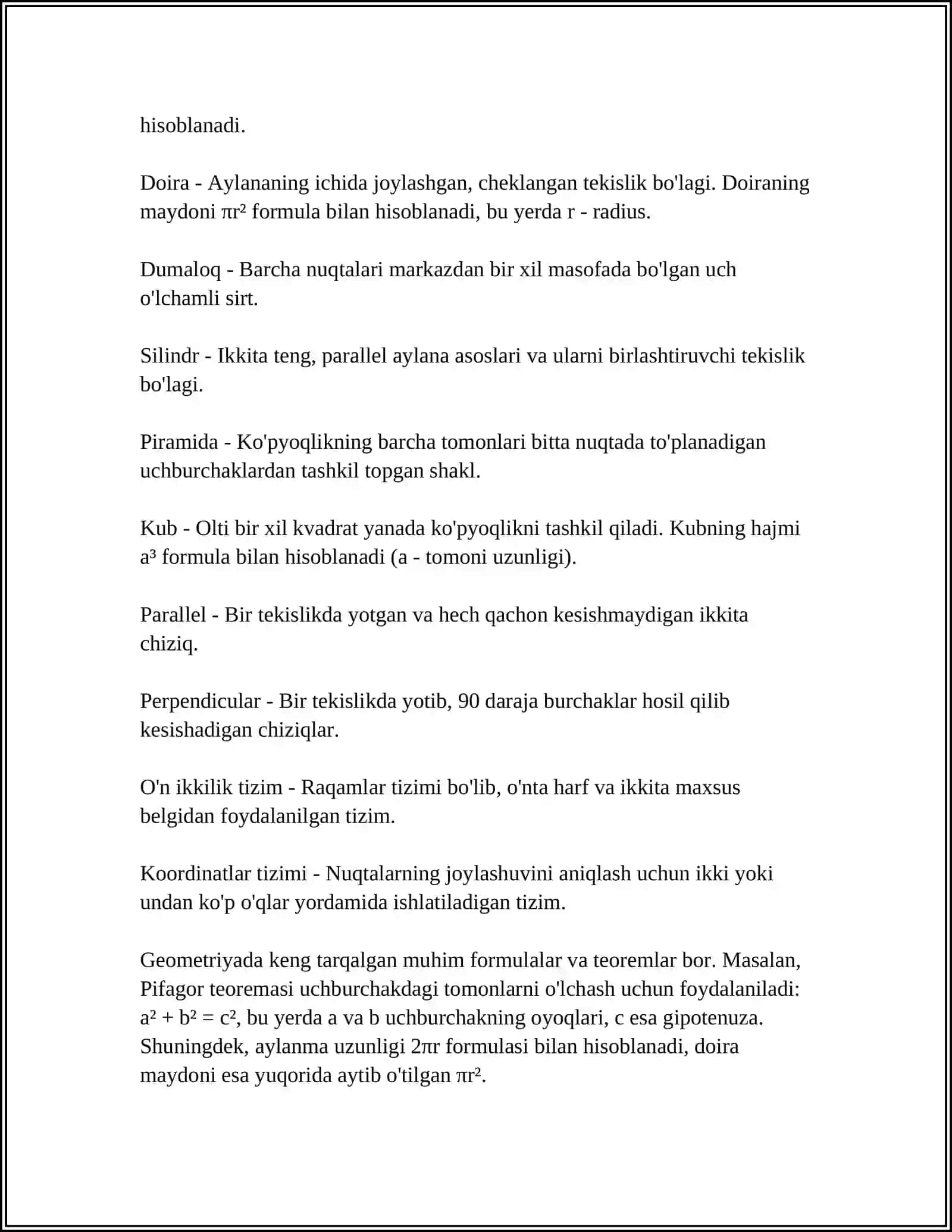 AYLANISH SIRTLARINING O'ZARO KESISHUVI. YORDAMCHI KESUVCHI TEKISLIKLAR VA SHARLAR USULLARI 4