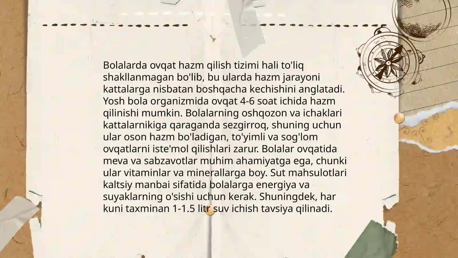 Ovqat hazm qilish tizimining yosh xususiyatlari.Ovqat hazm qilish gigiyenasi 4