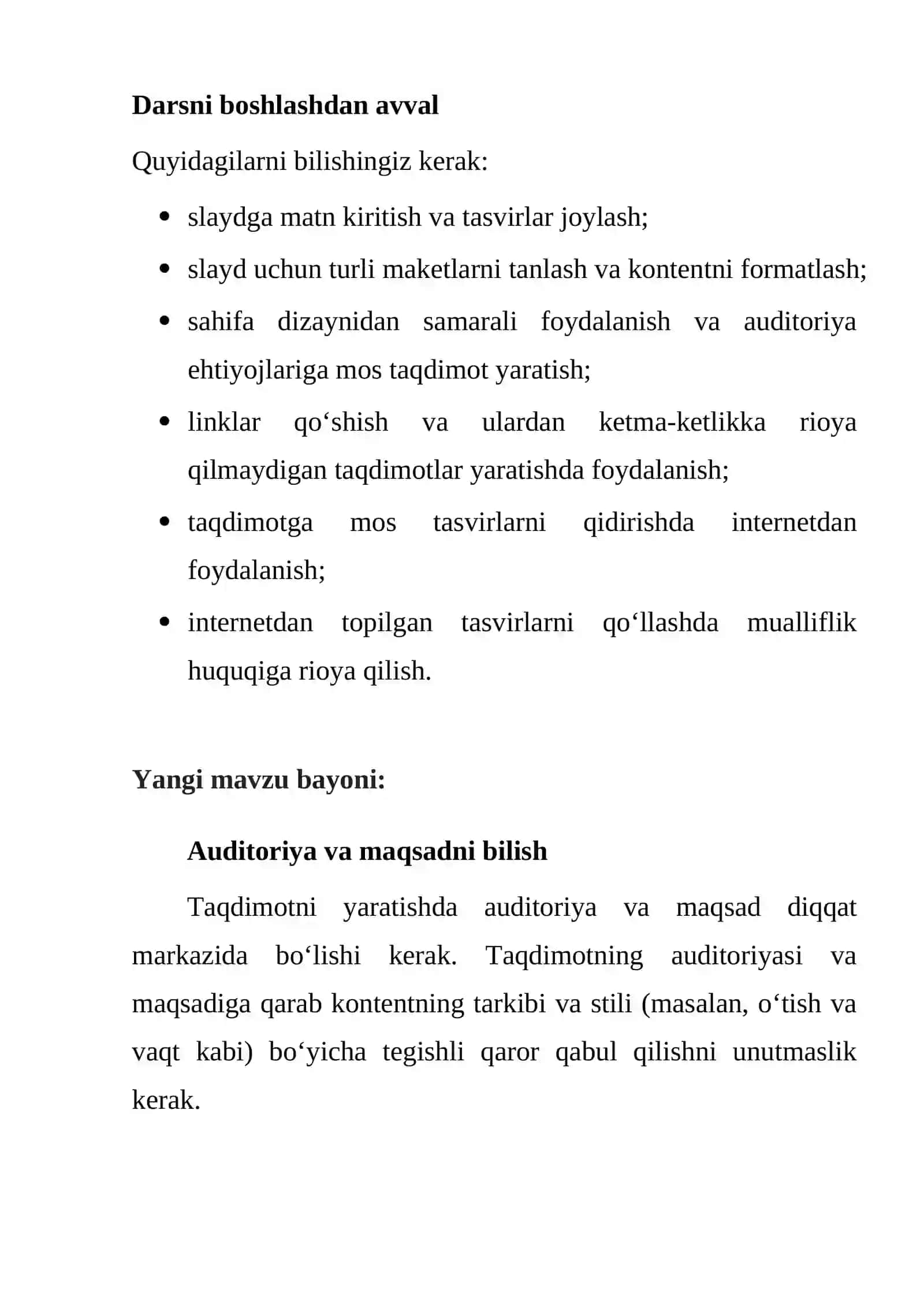 Auditoriya va maqsadni bilish darsi 4