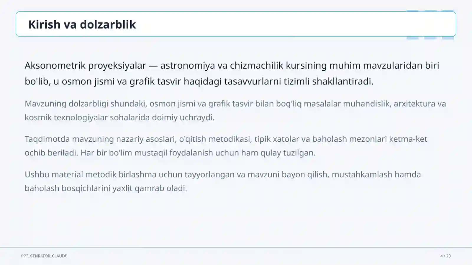 Aksonometrik proyeksiyalar (8-sinf) 4