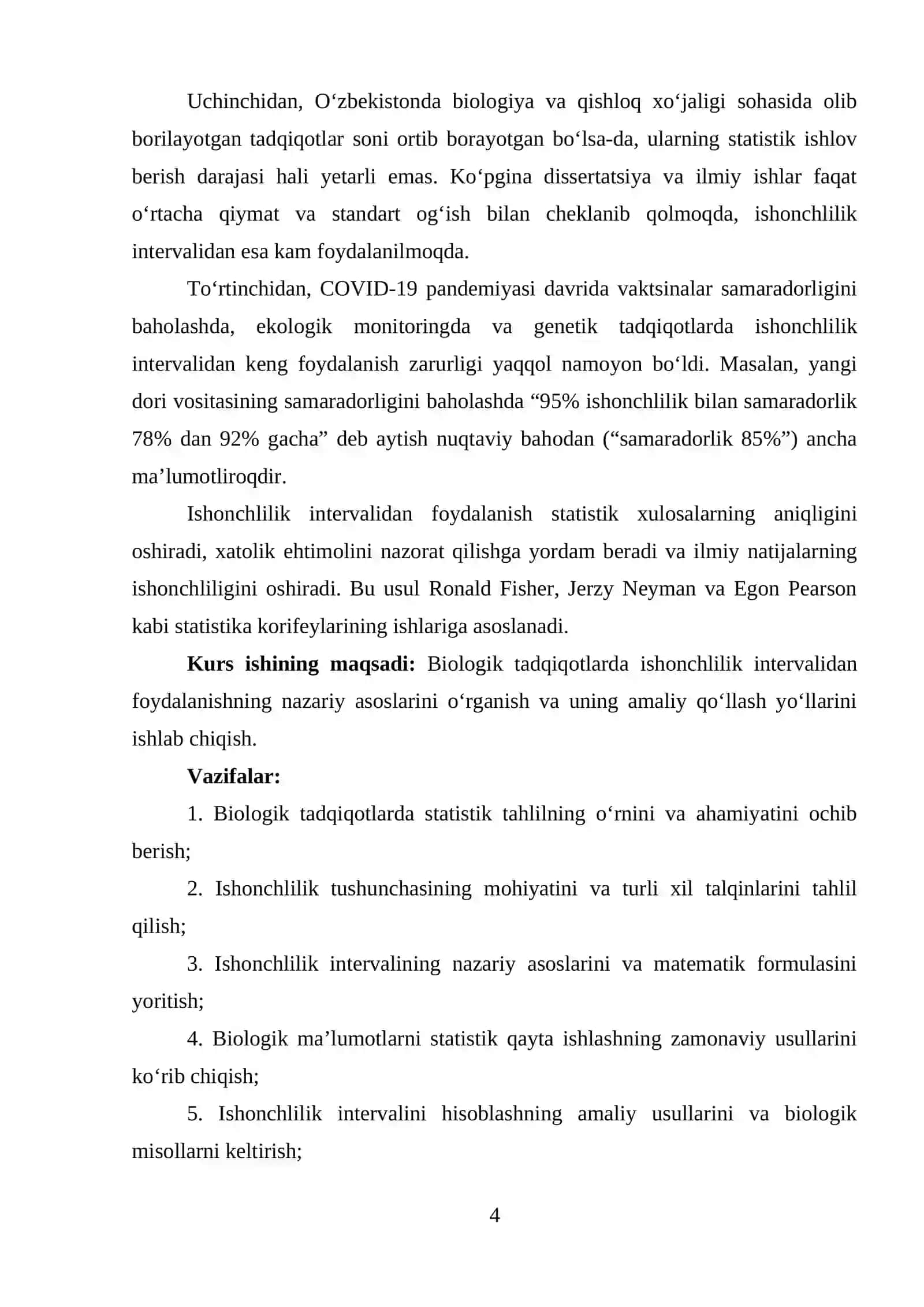 “ISHONCHLILIK INTERVALIDAN BIOLOGIK TADQIQOTLARDA FOYDALANISH” 4