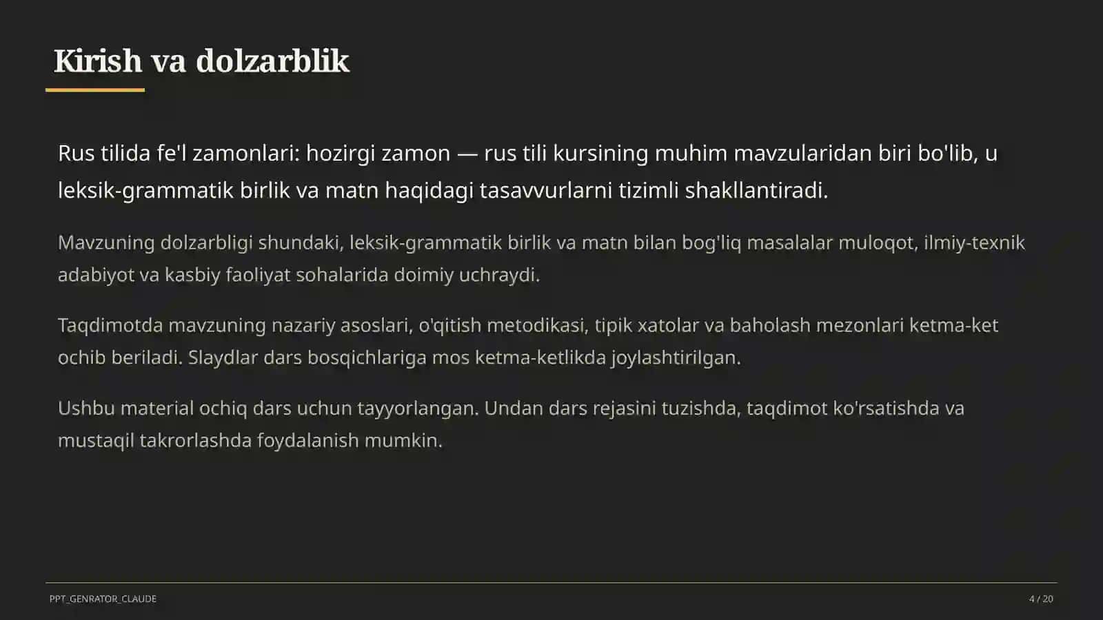 Rus tilida fe'l zamonlari: hozirgi zamon (4-sinf) 4