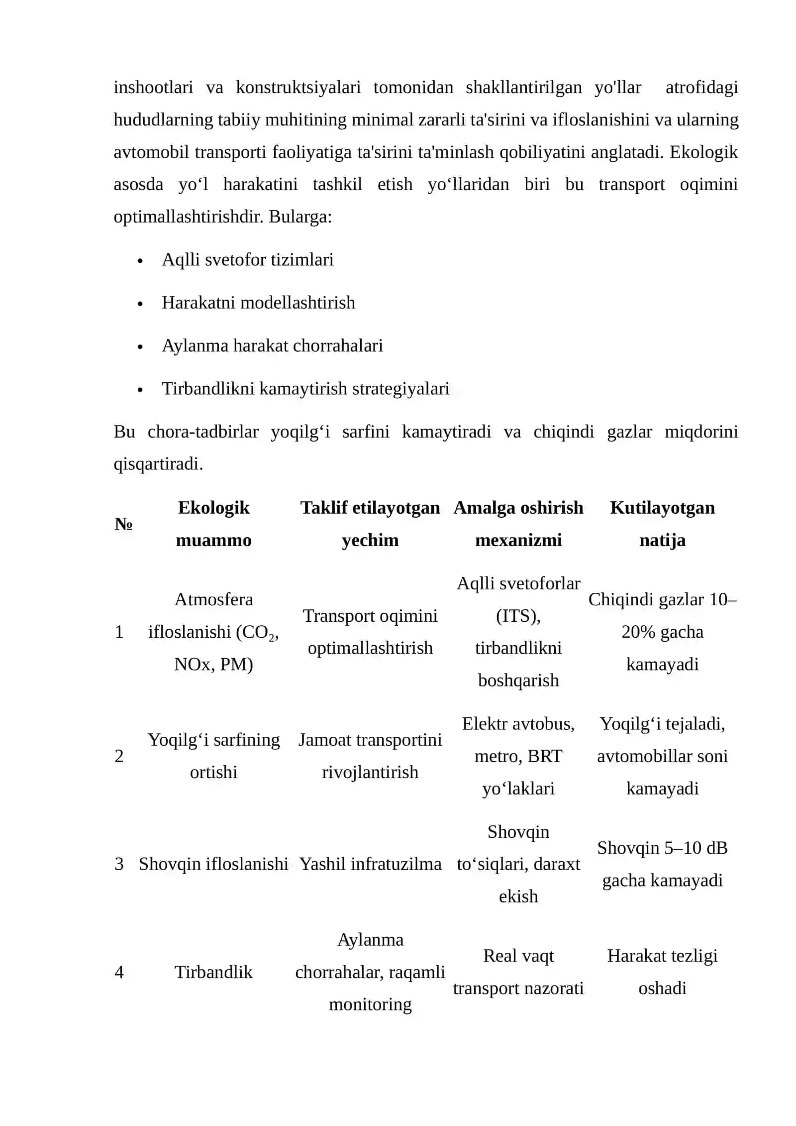 YO‘L HARAKATINI TASHKIL ETISHDA EKOLOGIK YONDASHUVNING AHAMIYATI 4