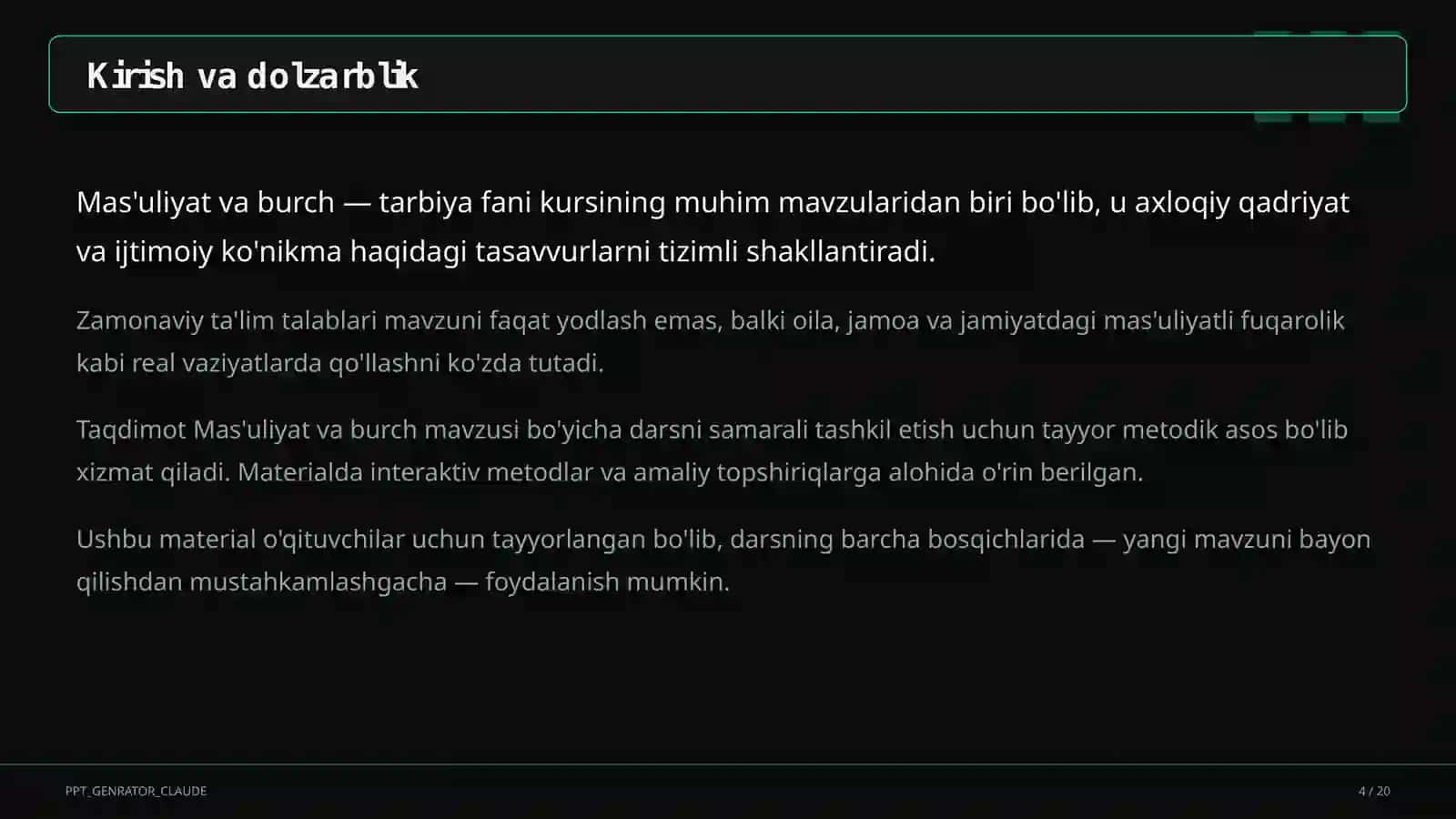 Mas'uliyat va burch (6-sinf) 4