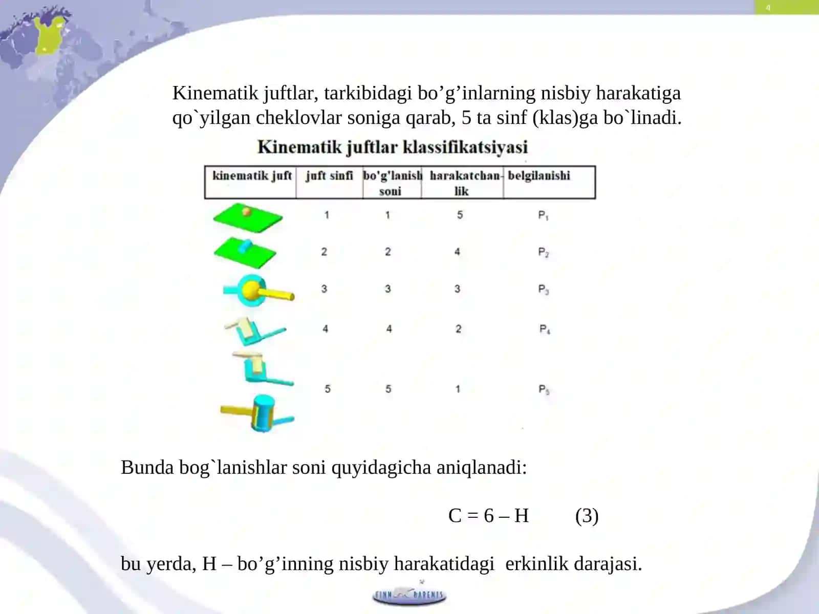 KINEMATIK JUFTLAR VA ULARNING TURLARI 4